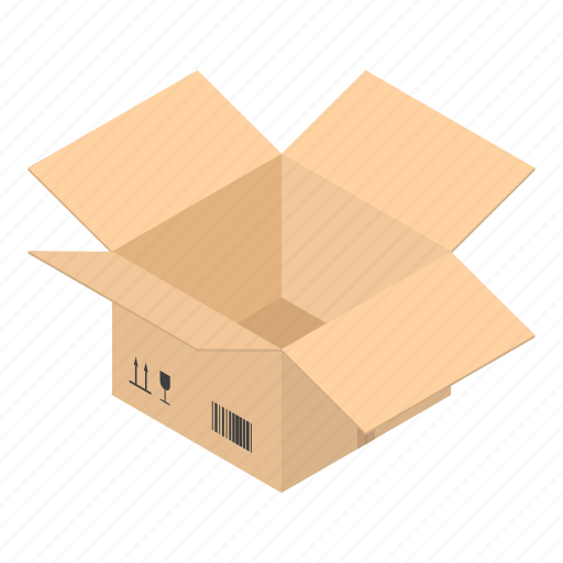 Box, carton, cartoon, isometric, open, package, postal icon - Download on Iconfinder
