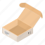 box, cardboard, cartoon, delivery, isometric, open, parcel 