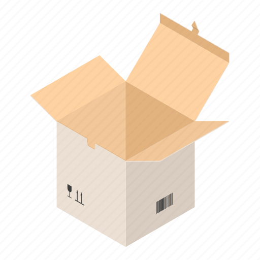 Box, cardboard, carton, cartoon, container, isometric, open icon - Download on Iconfinder
