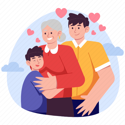 Intergeneration, love, family, parents, father, mother, grandma illustration - Download on Iconfinder