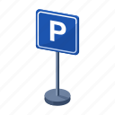 letter, parking, pointer, road, sign