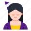 woman, avatar, hat, party, birthday, female, celebration 