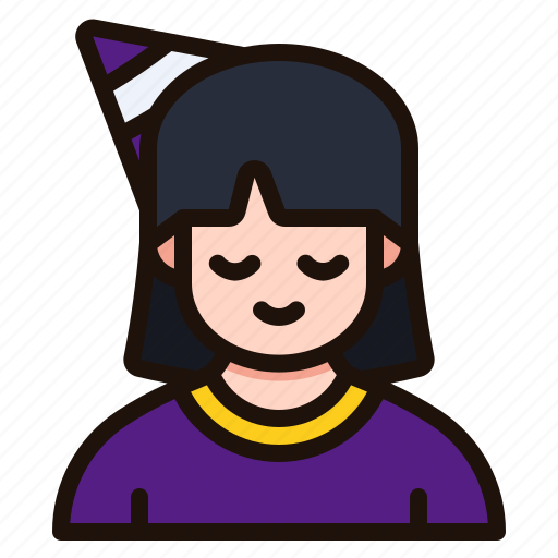 Girl, avatar, hat, party, birthday, kid, celebration icon - Download on Iconfinder