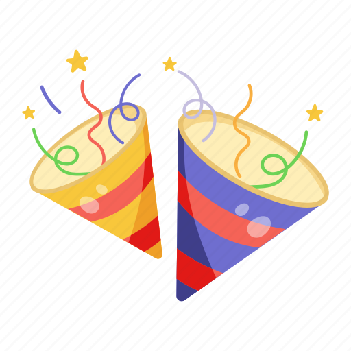Party caps, party poppers, party celebration, confetti, streamers icon - Download on Iconfinder