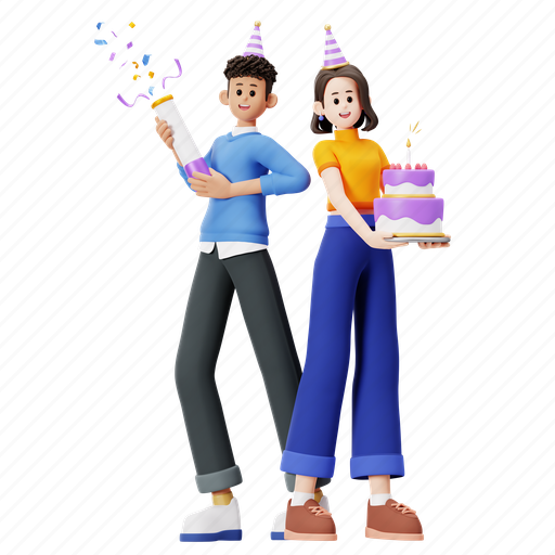 Party, celebration, gift, birthday, holiday, cake, confetti 3D illustration - Download on Iconfinder