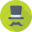 funky, hipster, moustache, party props, top hat 