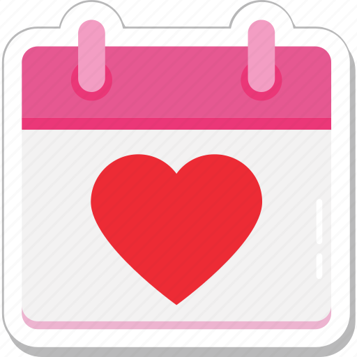 Calendar, event, heart, schedule, valentine day sticker - Download on Iconfinder