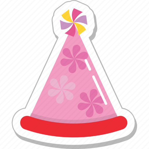 Birthday, birthday cap, cone hat, party cap, party hat sticker - Download on Iconfinder