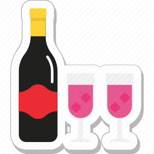 Alcohol, drink, glass, wine, wine bottle sticker - Download on Iconfinder