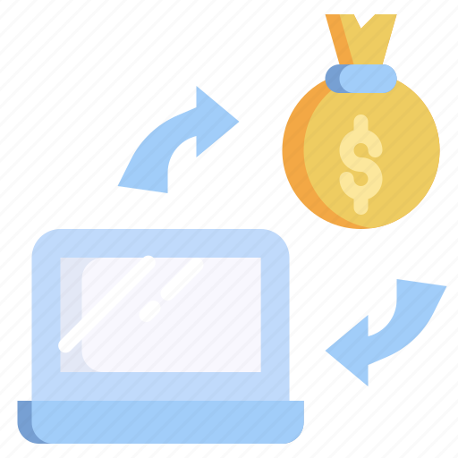 Exchange, money, bag, labtop icon - Download on Iconfinder