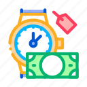 exchange, hand, money, over, pawnshop, to, wristwatch