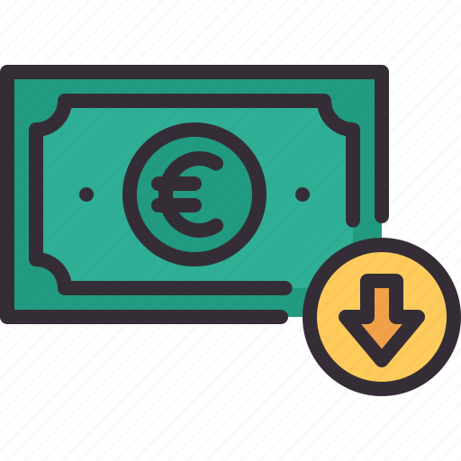 Money, euro, decrease, loss, currency icon - Download on Iconfinder