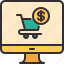 online, shopping, monitor, cart, ecommerce, shop 