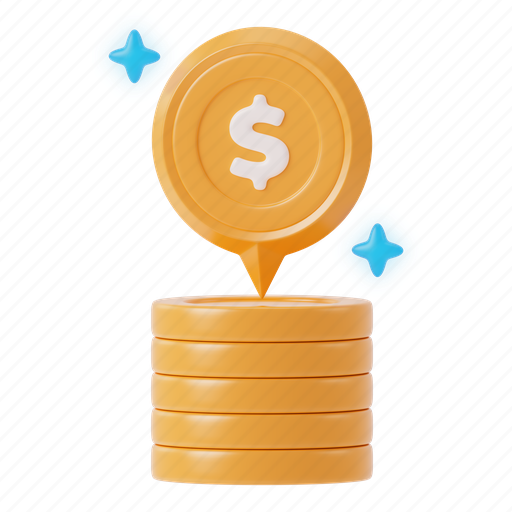 Dollar, coins, and, pin, money, finance, currency icon - Download on Iconfinder