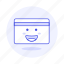 card, credit, magnetic, payment, smiley, stripe 
