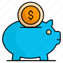 coin, dollar, investment, piggy bank