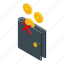 wallet, payment, cancellation, isometric 