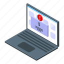 laptop, payment, cancellation, isometric