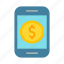 mobile pay, cash, dollar, money, smartphone 