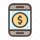 mobile pay, cash, dollar, money, smartphone