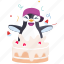 cake, emoji, emoticon, penguin, smiley, sticker, surprise 