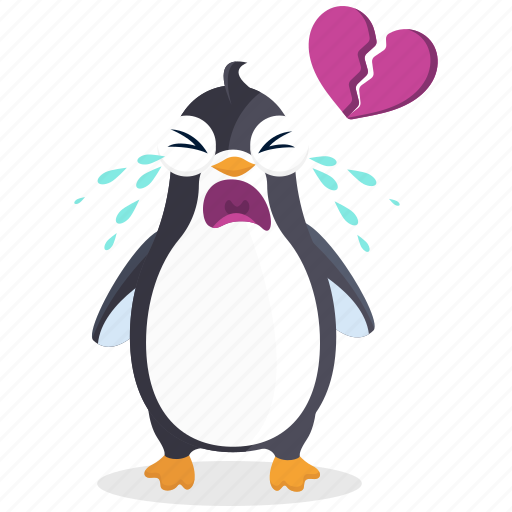 Broken, cry, emoticon, heart, penguin, smiley, sticker icon - Download on Iconfinder