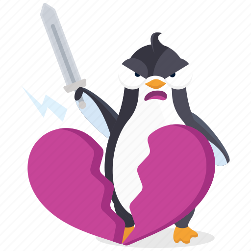 Broken, emoji, emoticon, heart, penguin, smiley, sticker icon - Download on Iconfinder