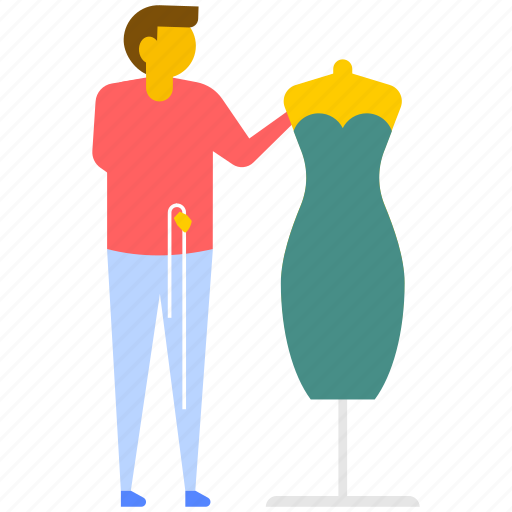 Blue color dress, mannequin with dress, sewing project, tailor mannequin,  women dress icon - Download on Iconfinder