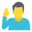 emoticon, man emoji, man raising hand, sign language, smiley 