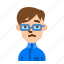student, avatar, boy, man, glasses 