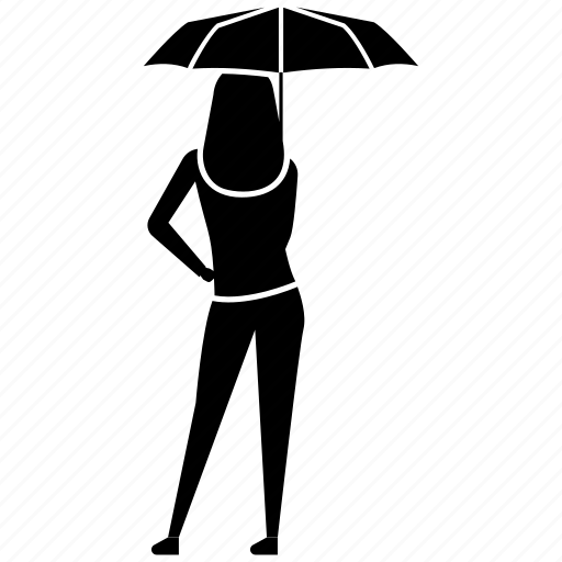 Back pose, back view woman, woman posing, woman under umbrella, young lady icon - Download on Iconfinder