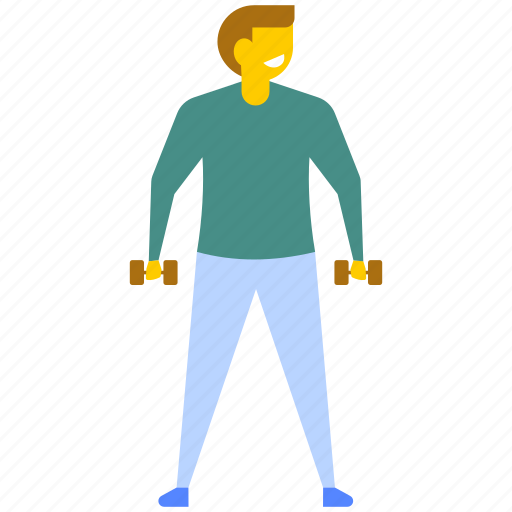 Athletic guy, exercising man, gym, man holding dumbbells, workout icon - Download on Iconfinder