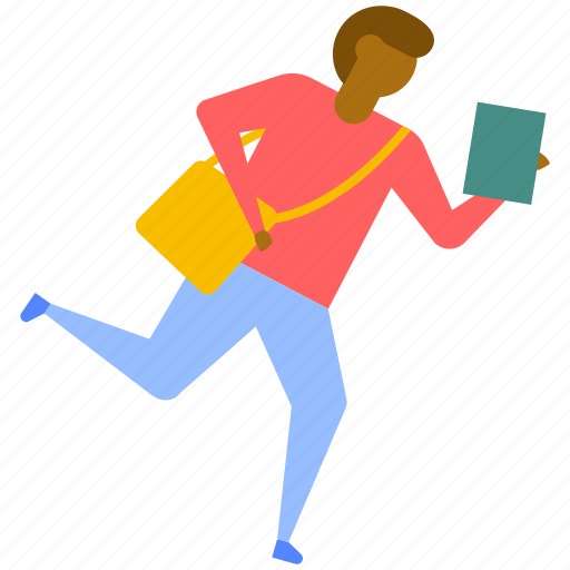 Running student, student boy running, student holding book, student in hurry, young adult running icon - Download on Iconfinder