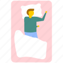 bedroom, man lying down in bed, resting man, sleeping man, young boy sleeping 