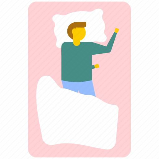 Bedroom, man lying down in bed, resting man, sleeping man, young boy sleeping icon - Download on Iconfinder