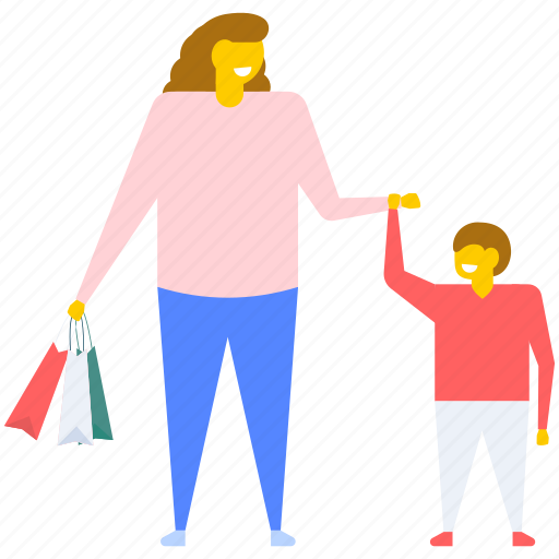 Family buying, family shopping, mother and son buying, mother and son shopping, shopping illustration - Download on Iconfinder