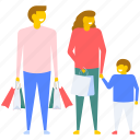 family enjoying shopping, family shopping, family with shopping bags, people shopping, shopping