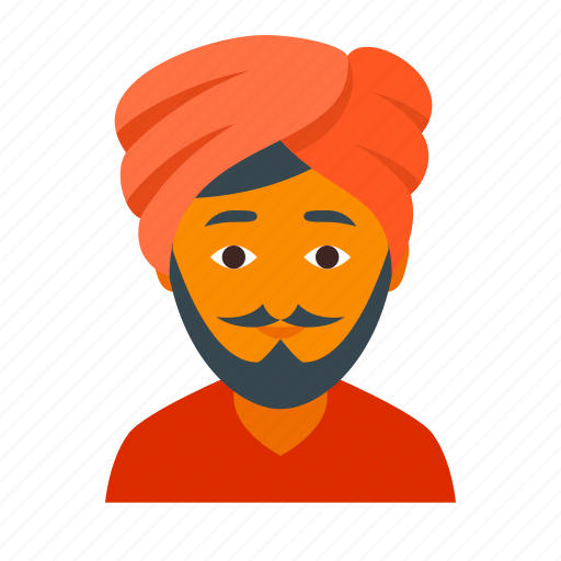 Indian, man, alladin, hindu, male, mustache, turban icon - Download on Iconfinder