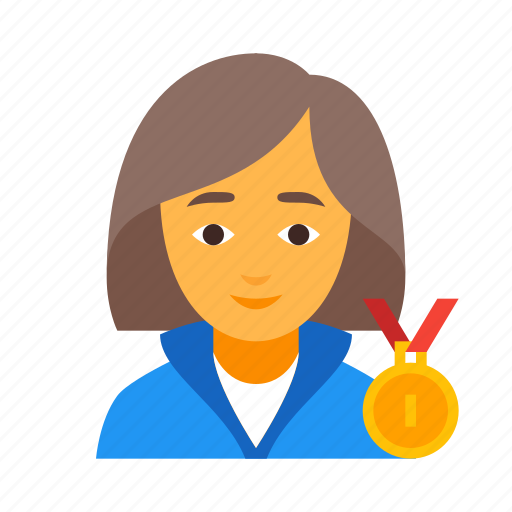 Champion, female, championship, competitor, medal, medalist, winner icon - Download on Iconfinder