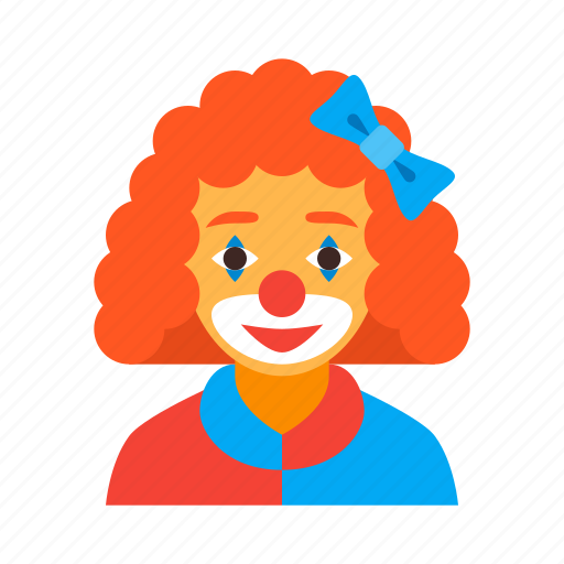 Clown, female, circus, funny, jester, red, woman icon - Download on Iconfinder
