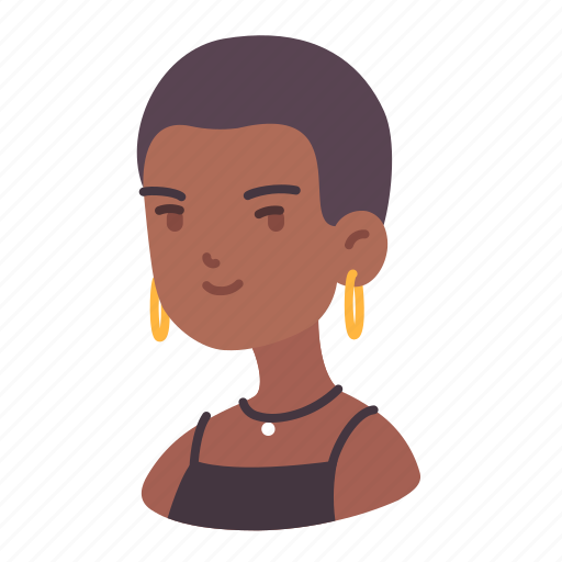 African, avatar, earring, girl, user, woman, young icon - Download on Iconfinder