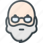 avatar, beard, glasses, head, man, old, people 