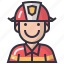 avatars, character, firefighter, male, man, profession, user 