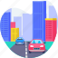 building, car, city, driving, office, road, transport 
