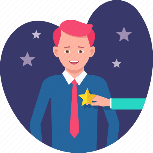 Award, businessman, employee, hand giving star, outstanding, rating, reward icon - Download on Iconfinder