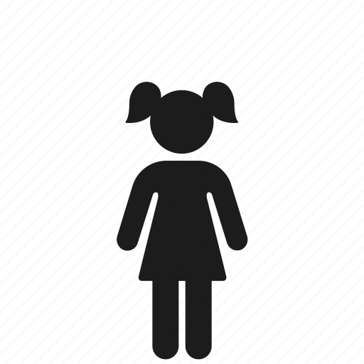 Girl, female, child, gender, pigtails, kid, sign icon - Download on Iconfinder