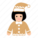 people, christmas, woman, gingerbread, costume, hat