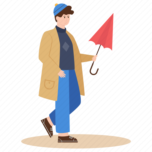 Umbrella man, umbrella boy, parasol, winter protection, umbrella illustration - Download on Iconfinder
