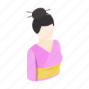 brunette, female, isometric, japan, kimono, traditional, woman