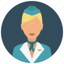 attendant, flight, hat, services, woman, avatar